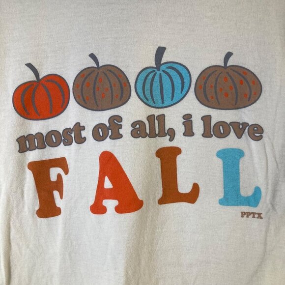 Womens Tultex Tee Most of All I Love Fall Cream Pumpkins L Cotton - Picture 2 of 7
